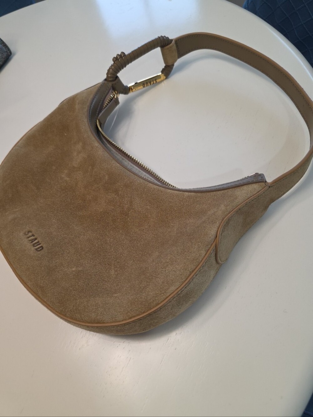 Staud Alden Suede Shoulder Bag In Hazel - Picture 9 of 10